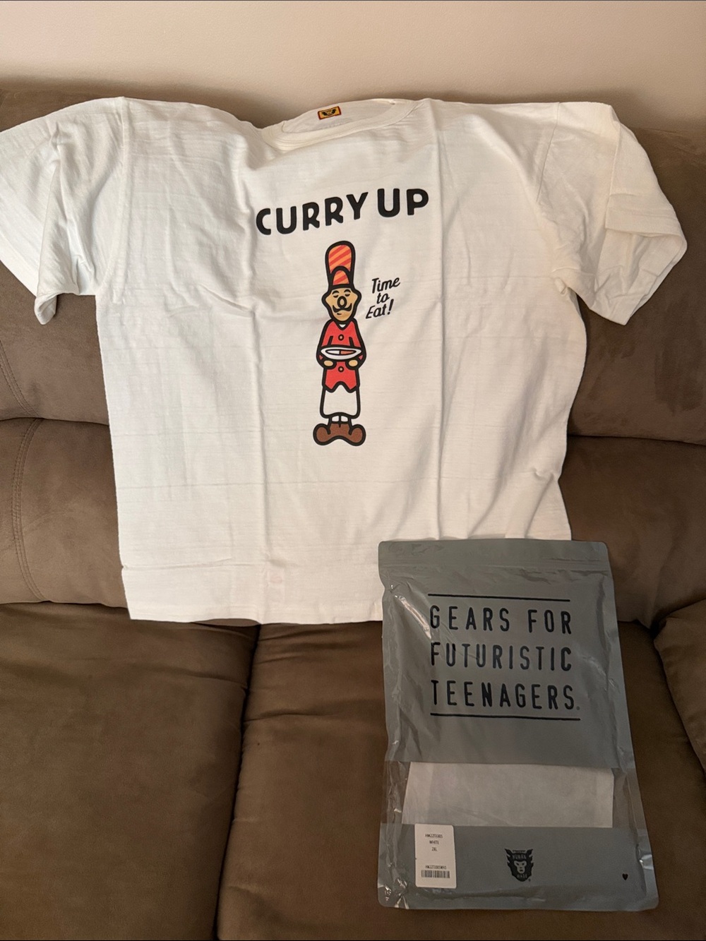 Human Made White 'Curry Up' Graphic Short Sleeve Tee